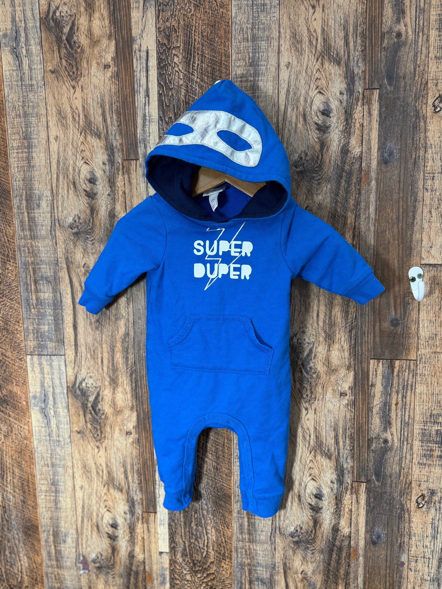 Hooded sweatshirt romper, size 0-3m