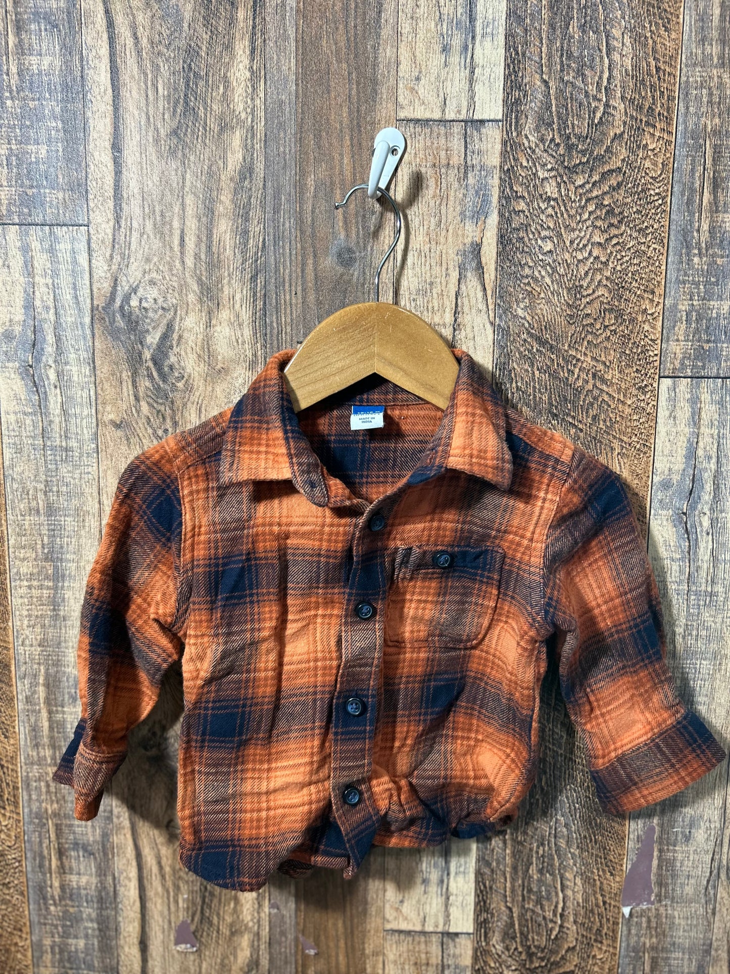 Flannel button up, size 12-18m