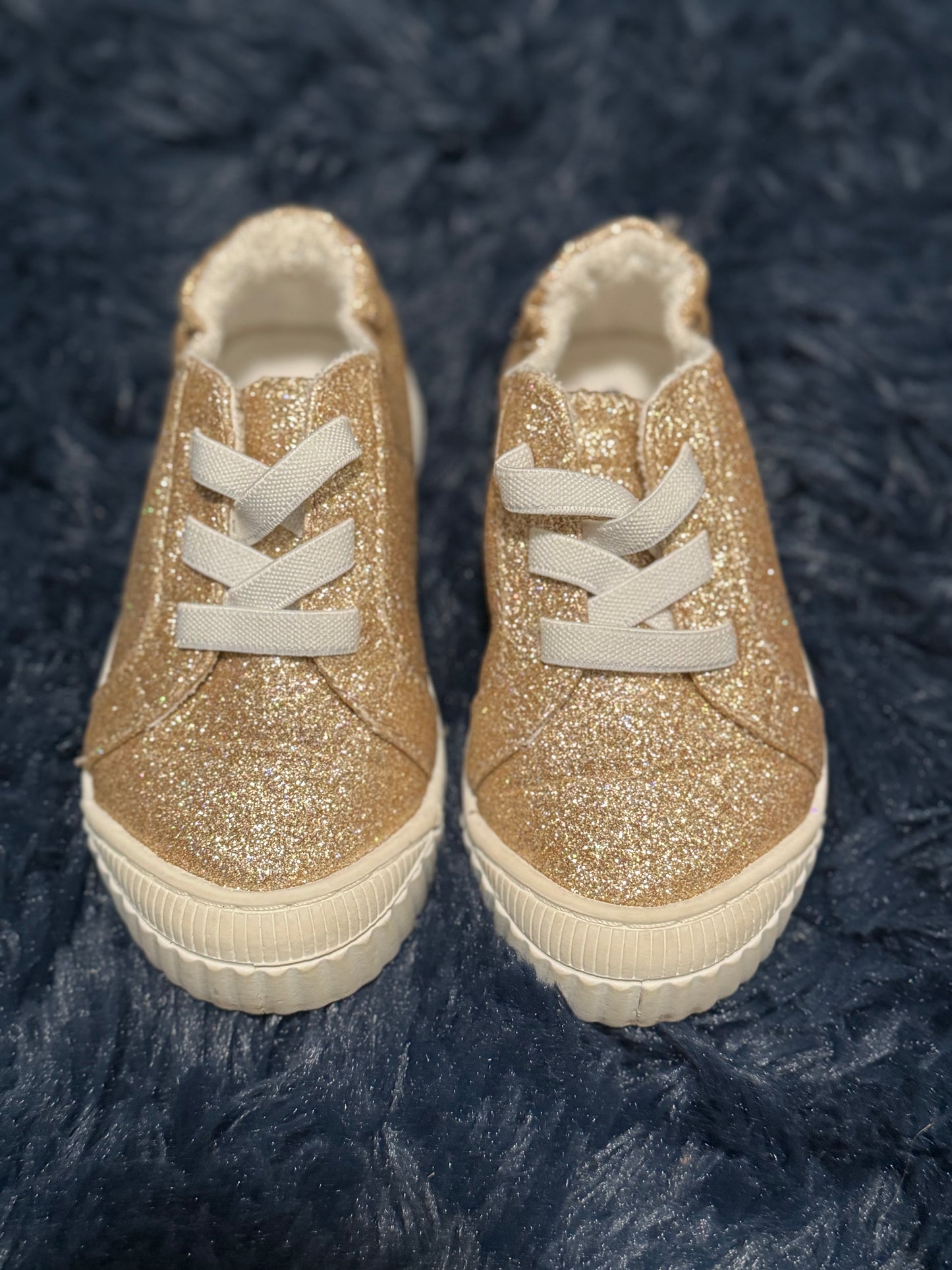 Glittery slip on sneakers, size 7