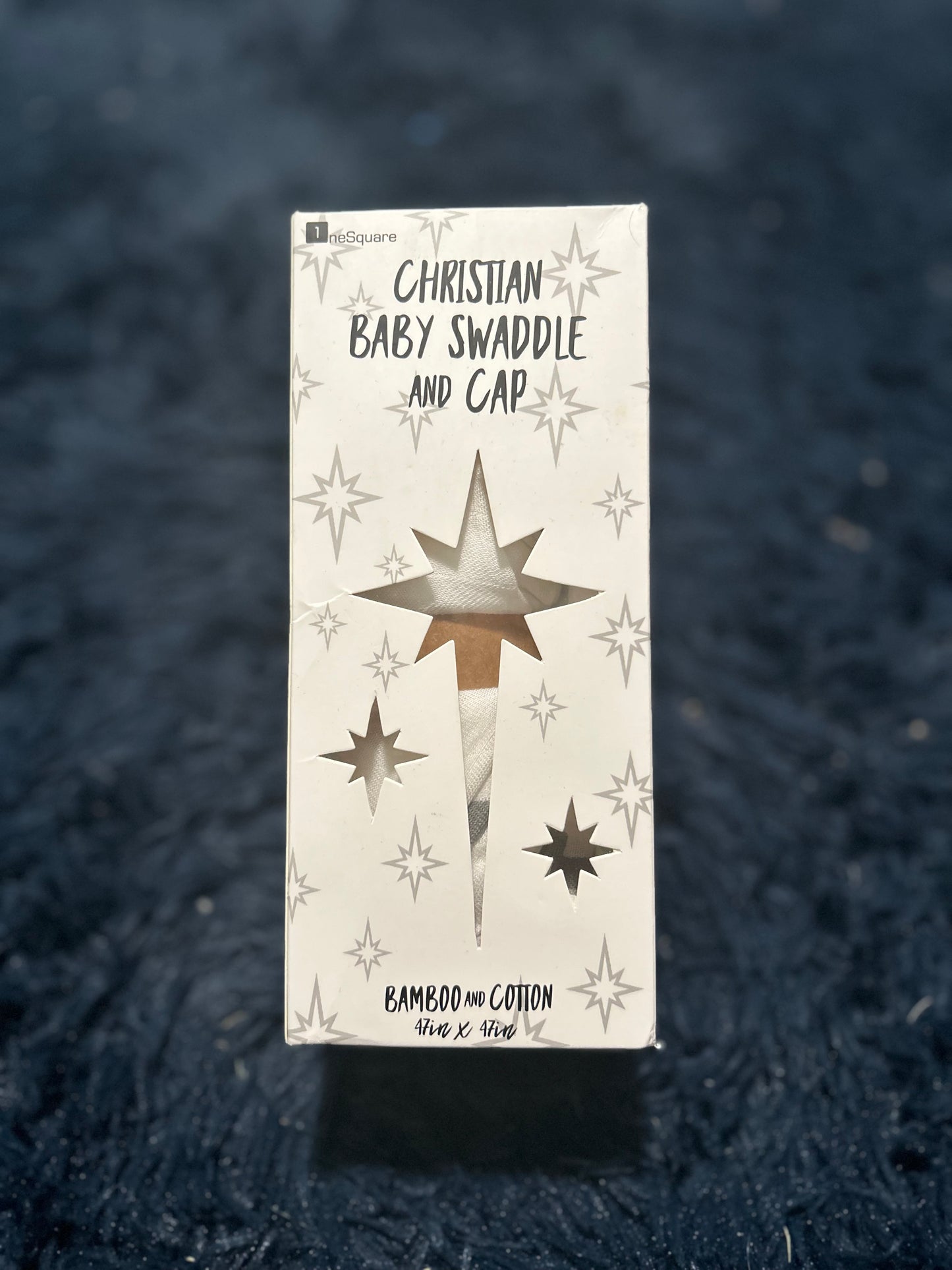 Bamboo Christian baby swaddle & cap