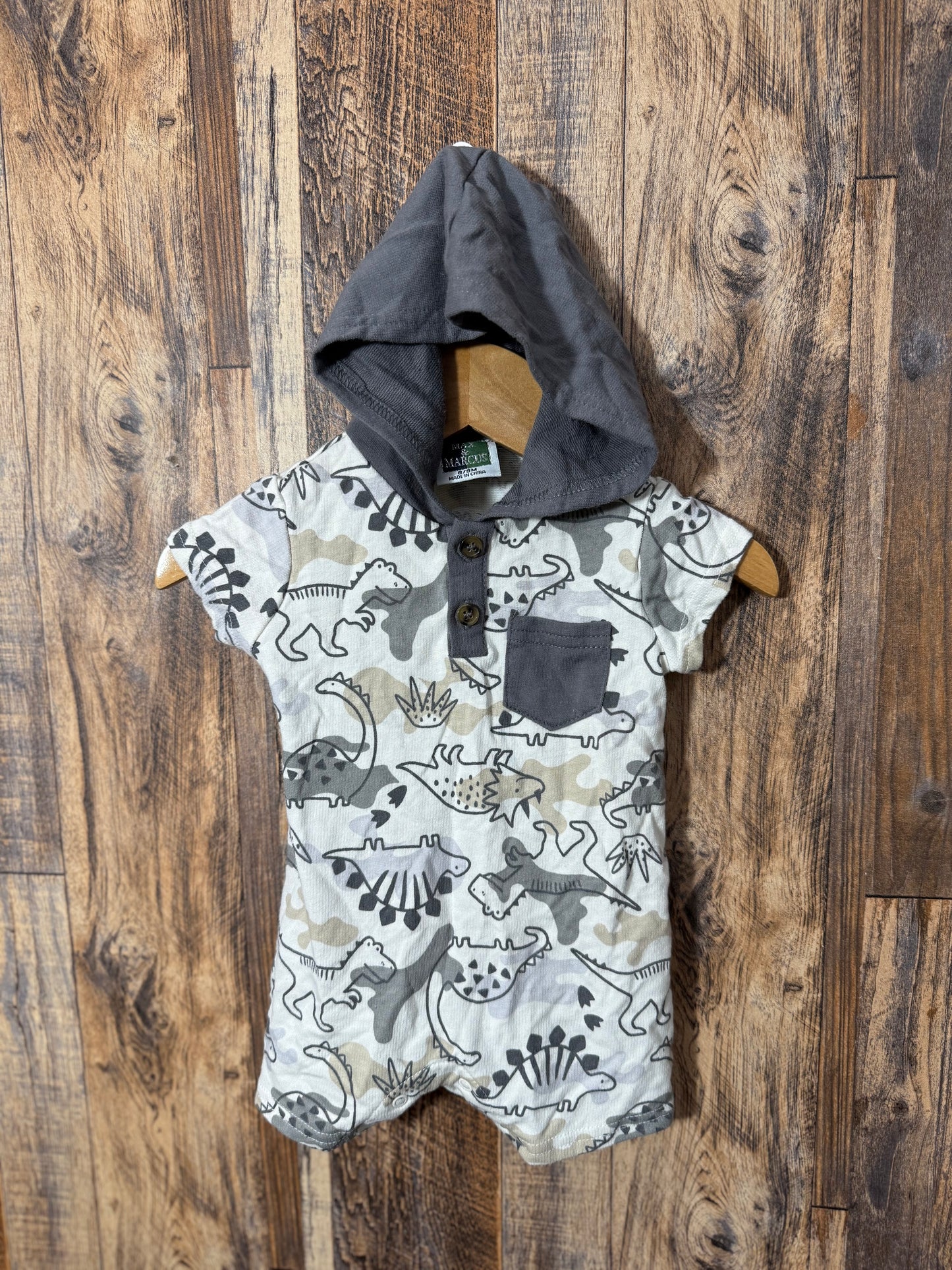 Hooded romper, size 6-9m