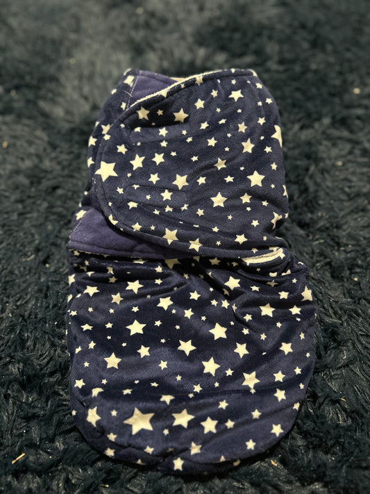 Navy blue fleece swaddle, size 0-3m