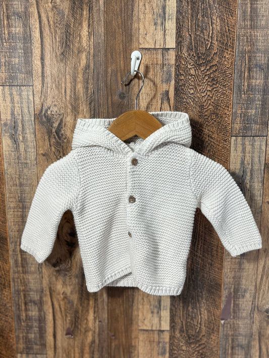 Hooded button up sweater, size 6m