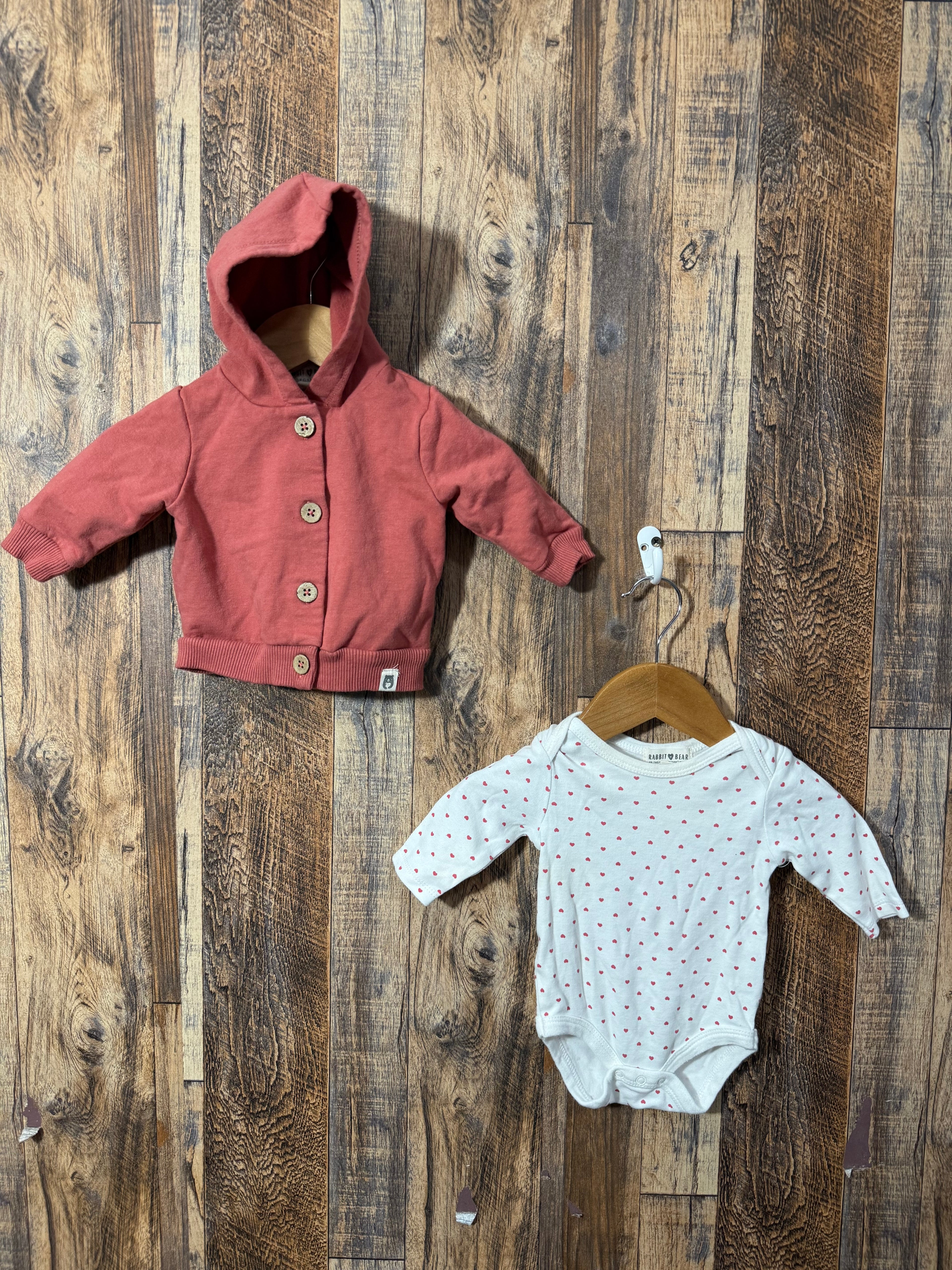 2pc organic cotton set, size 0-3m