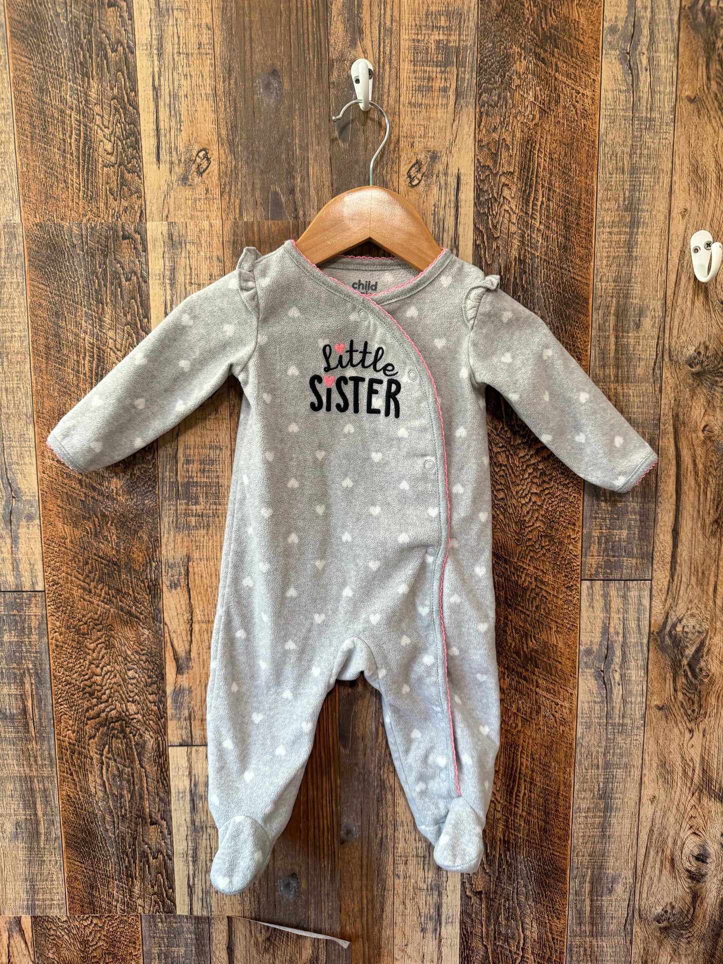Fleece little sister sleeper, size 3-6m