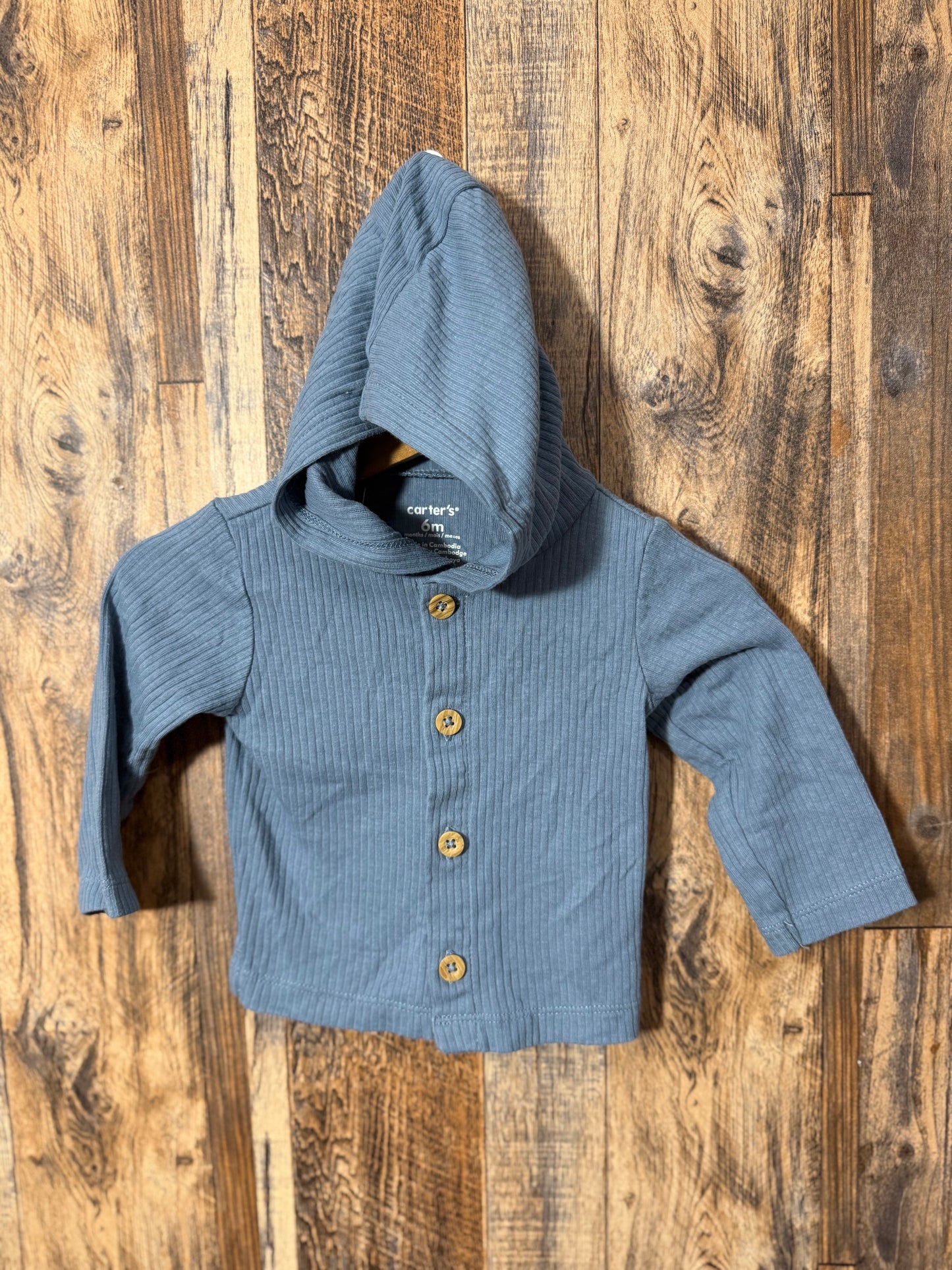 Hooded LS button up, size 6