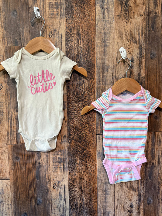 2pc onesie set, size 0-3m