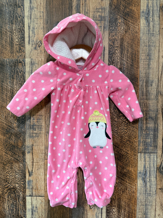 Hooded fleece romper, size 3m