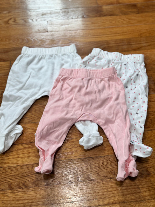 3pc organic cotton pant set, size 0-3m