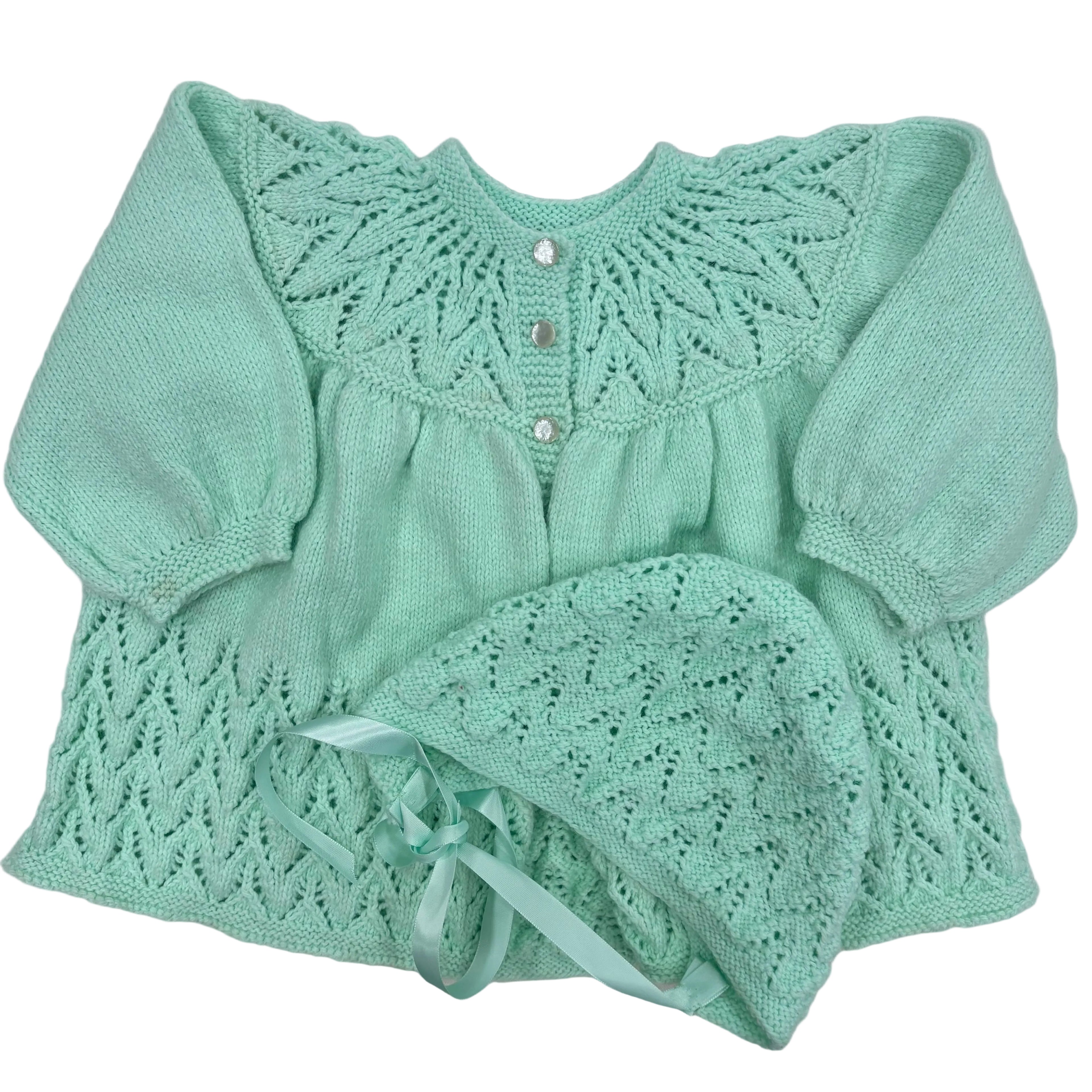 Knit Dress & Bonnet, 12-18m