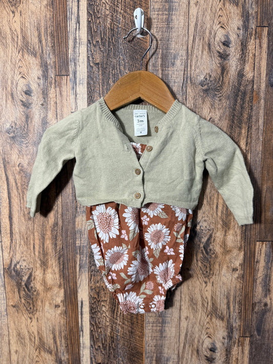 Romper w/ cardigan, size 3m