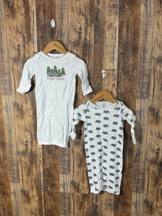 2pc organic cotton sleep gown set, size 0-6m