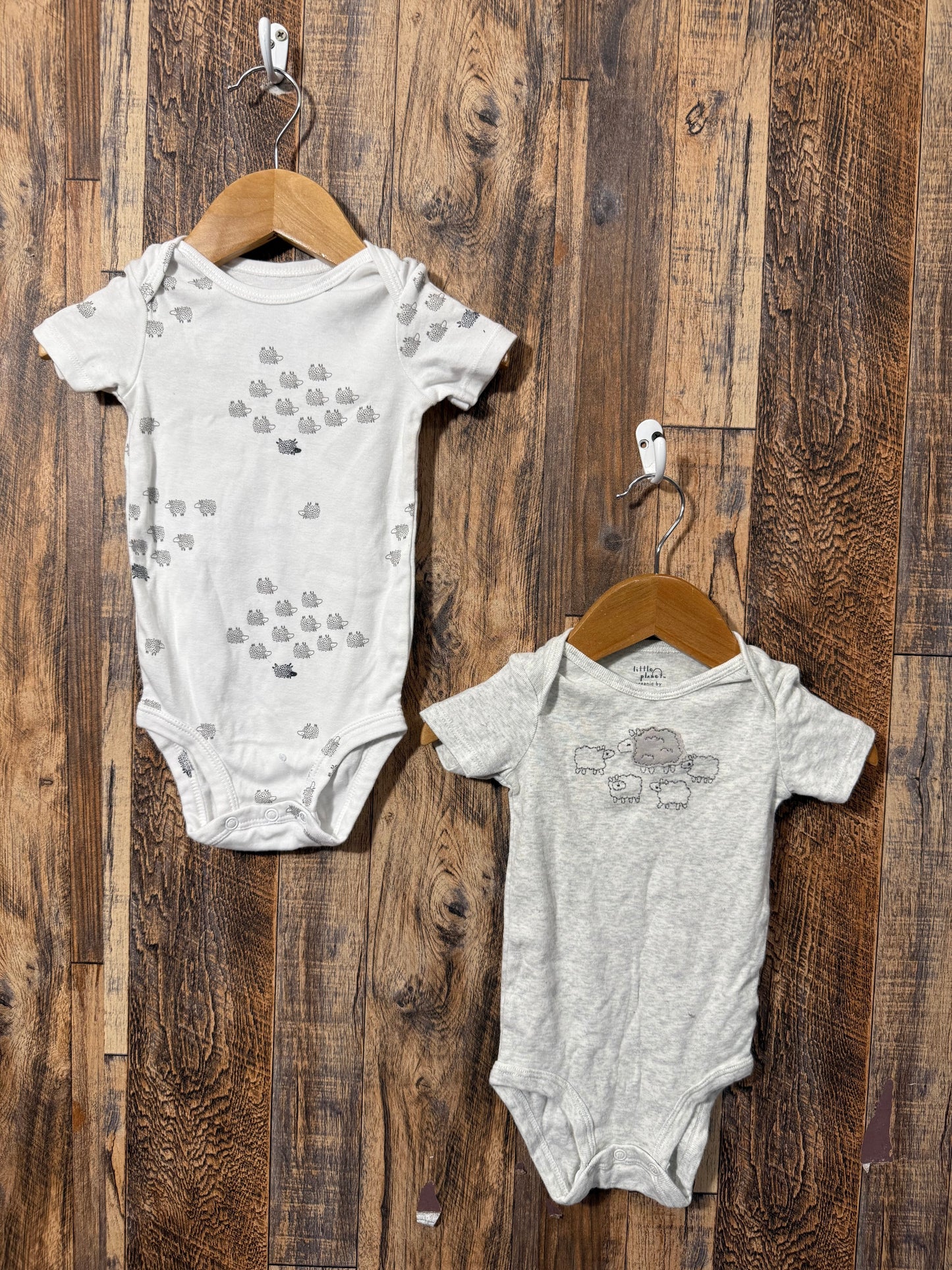 2pc organic cotton onesie set, size 9m