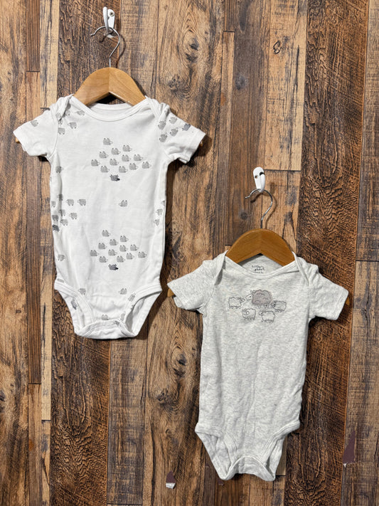 2pc organic cotton onesie set, size 9m