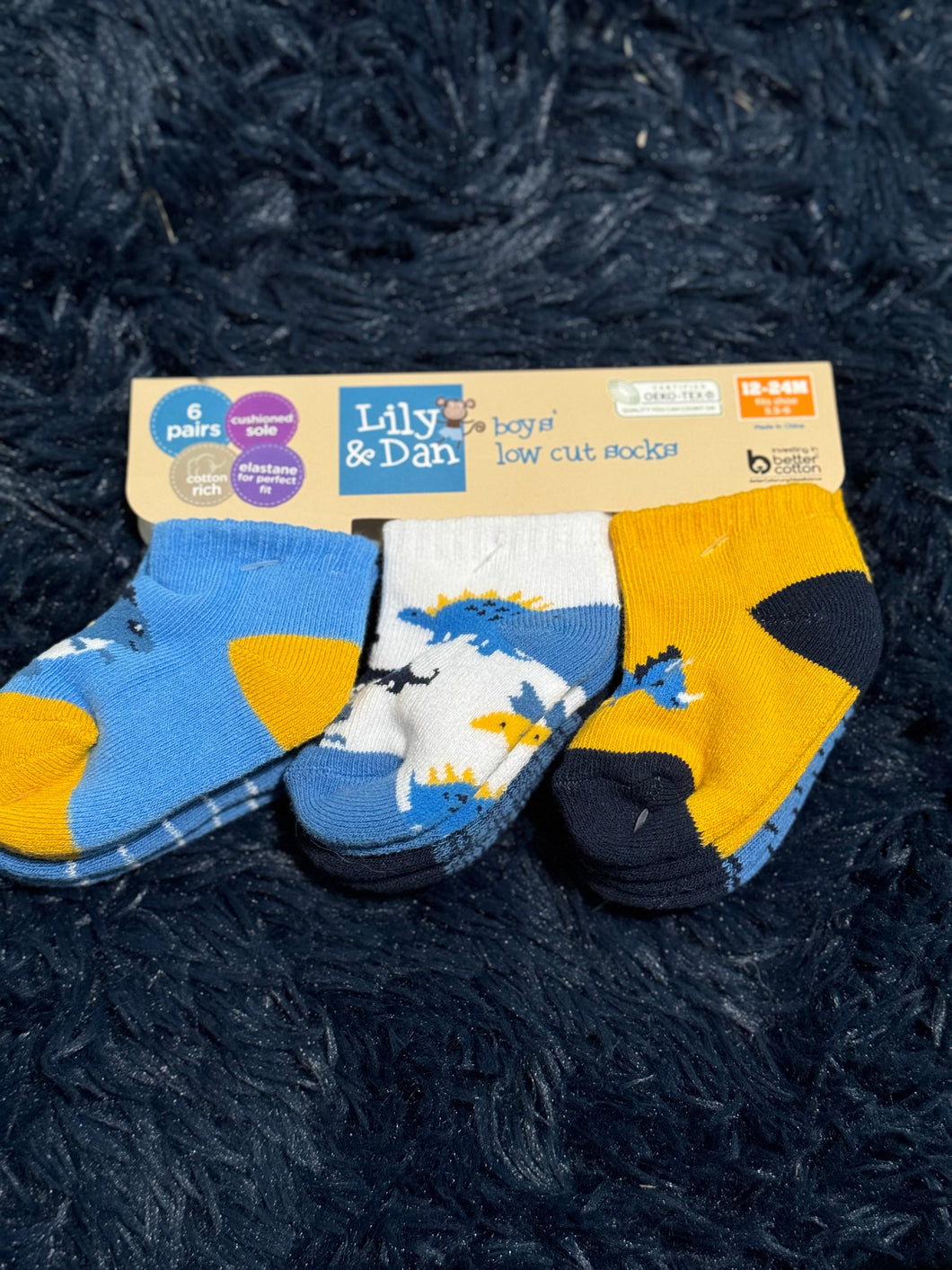 6pk socks, size 12-24m