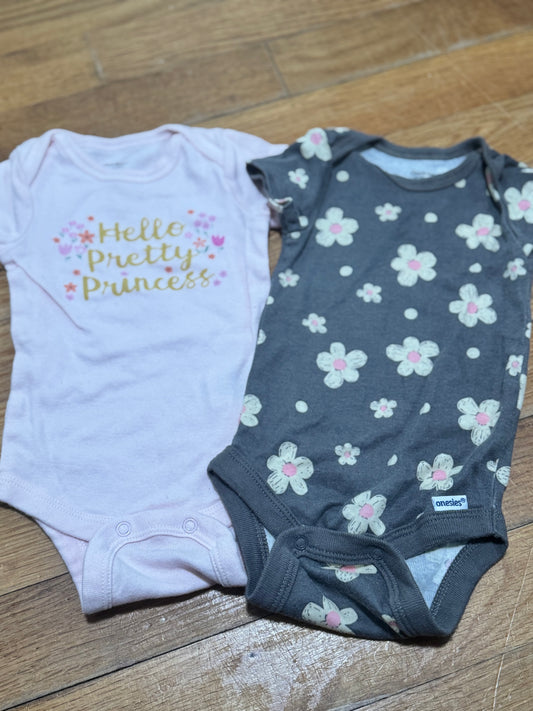 2pc onesie set, size 0-3m