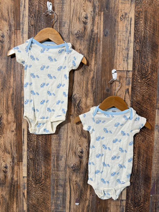 2pc organic cotton onesie set, size 6-9m