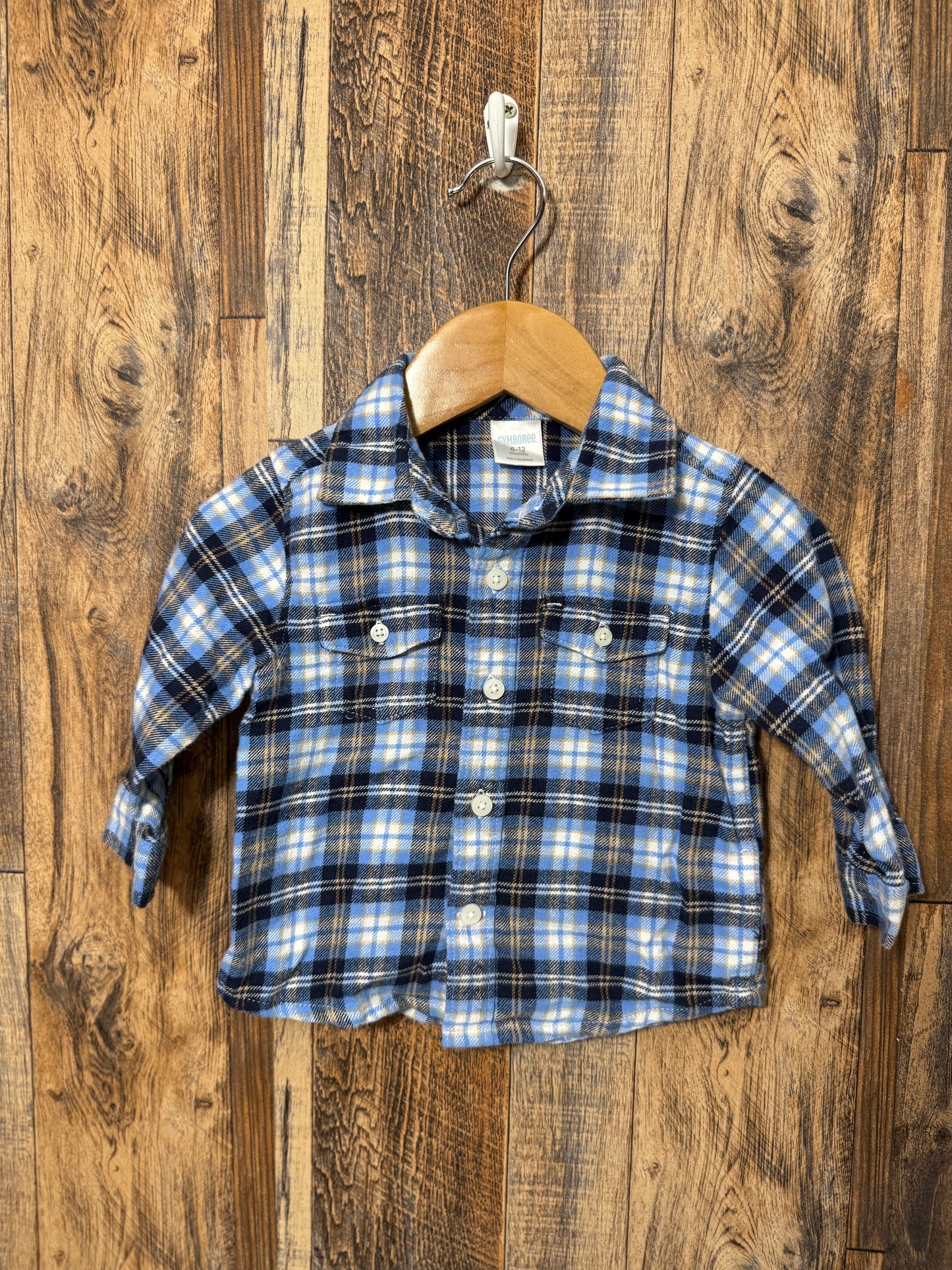 Flannel button up, size 6-12m