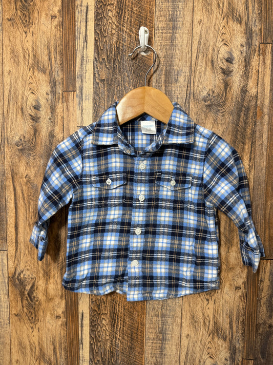 Flannel button up, size 6-12m