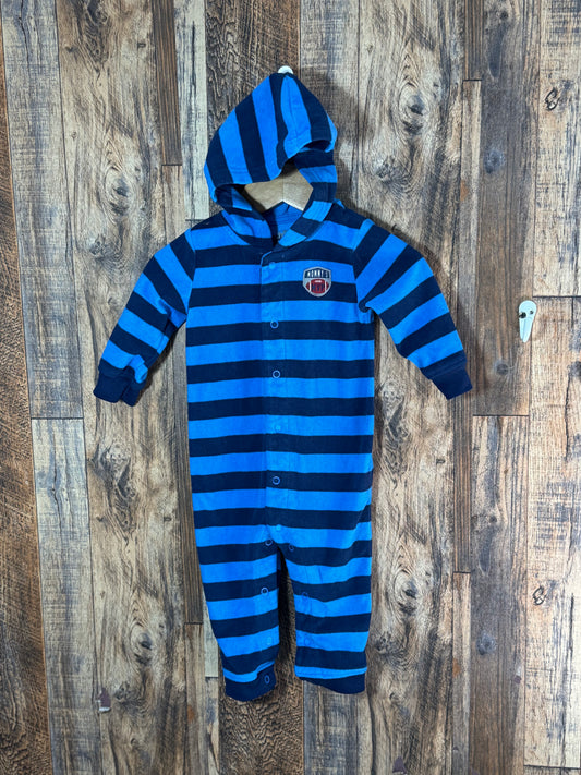 Fleece hooded romper, size 6-9m