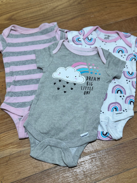 3pc onesie set, size 0-3m