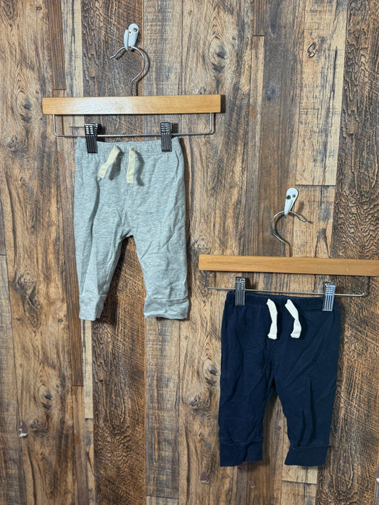 2pc organic cotton pant set, size 3-6m