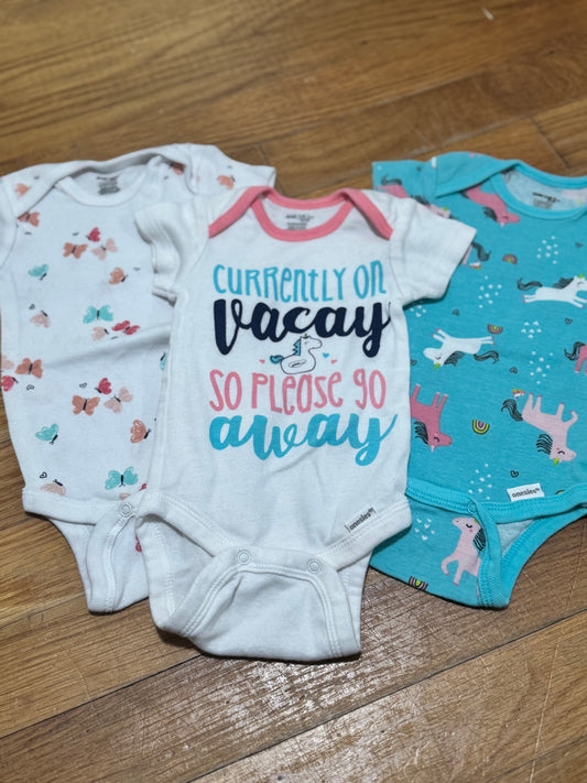 3pc onesie set, size 0-3m