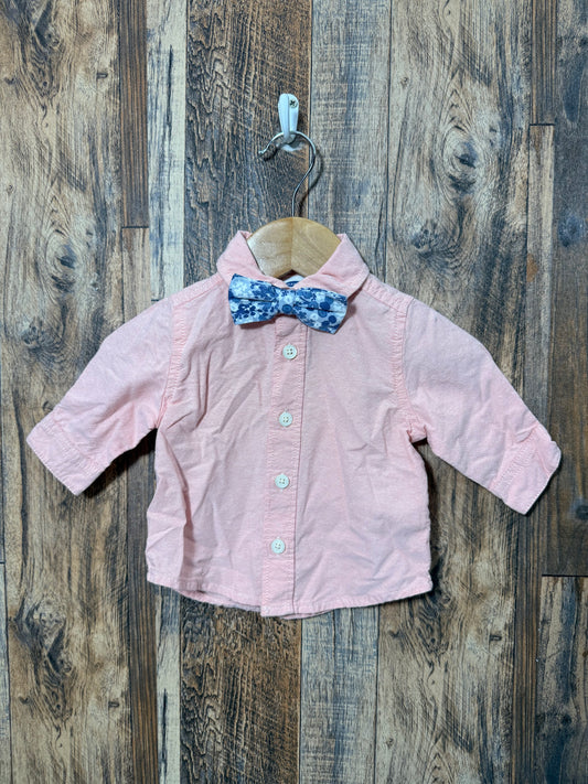 LS button up w/ bow tie, size 0-3m