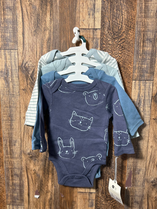 4pc LS onesie set NWT, size 0-3m