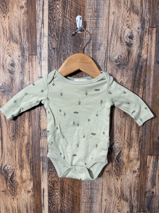 Organic cotton LS onesie, size 0-3m