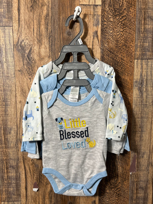 3pc LS onesie set, size 0-3m