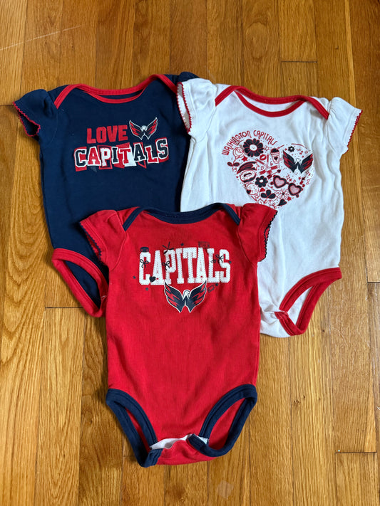 Capitals 3pc onesie set, size 6-9m