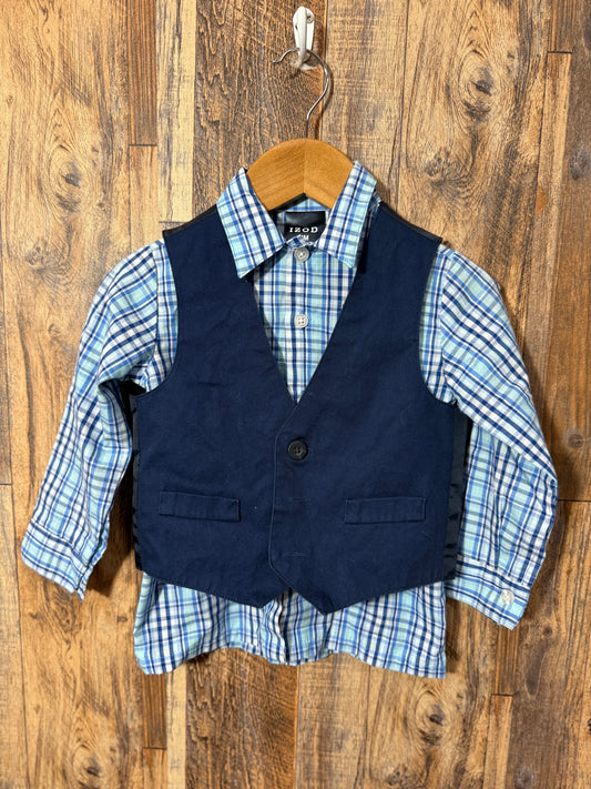 LS button up w/vest, size 3t
